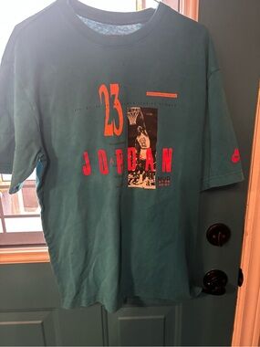 Jordan Teal Short Sleeve 23 Graphic Tee with Red Accents